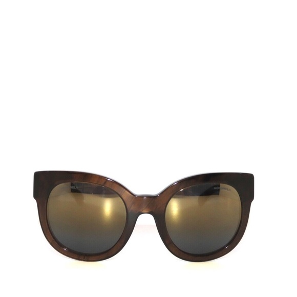 Chanel 5358 1569/Y9 Brown Resin Gold Mirror Butterfly Sunglasses CH5358 main image 3
